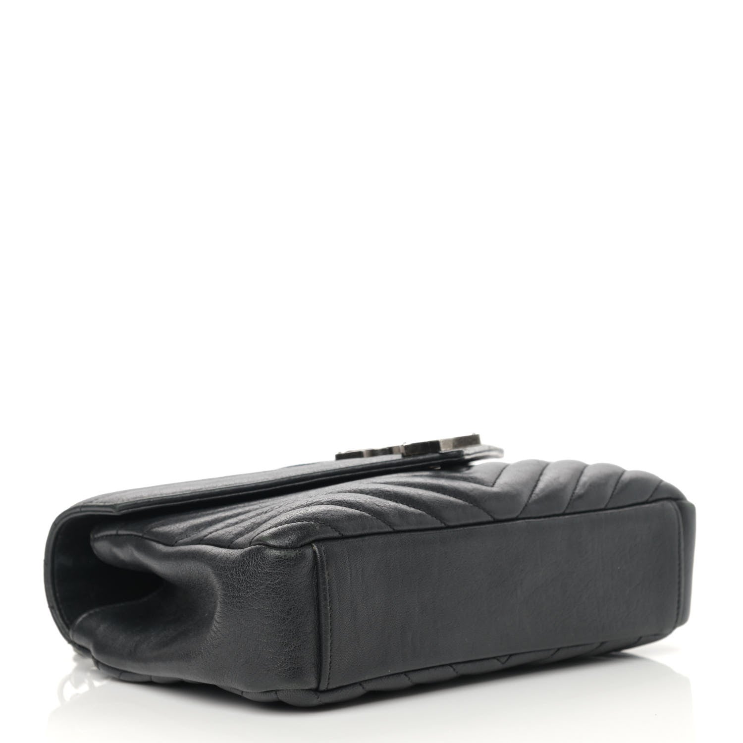 Saint Laurent Sheepskin Matelasse Chevron Monogram Medium College Bag Black 3 of 19