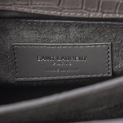 Saint Laurent Calfskin Crocodile Embossed Medium Monogram Sunset Fog 8 of 8