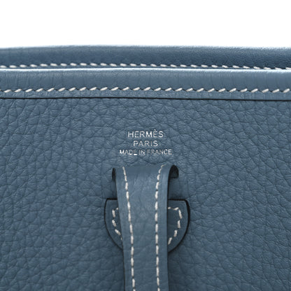 Hermes Taurillon Clemence Evelyne TPM New Blue Jean 6 of 11