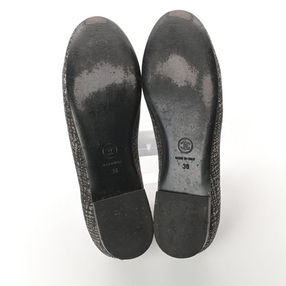 Chanel Fantasy Tweed CC Mocassin Loafers 38 Silver 5 of 12
