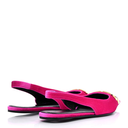Balenciaga Velvet BB Knife Pointy Toe Slingback Flats 36 Pink 4 of 9