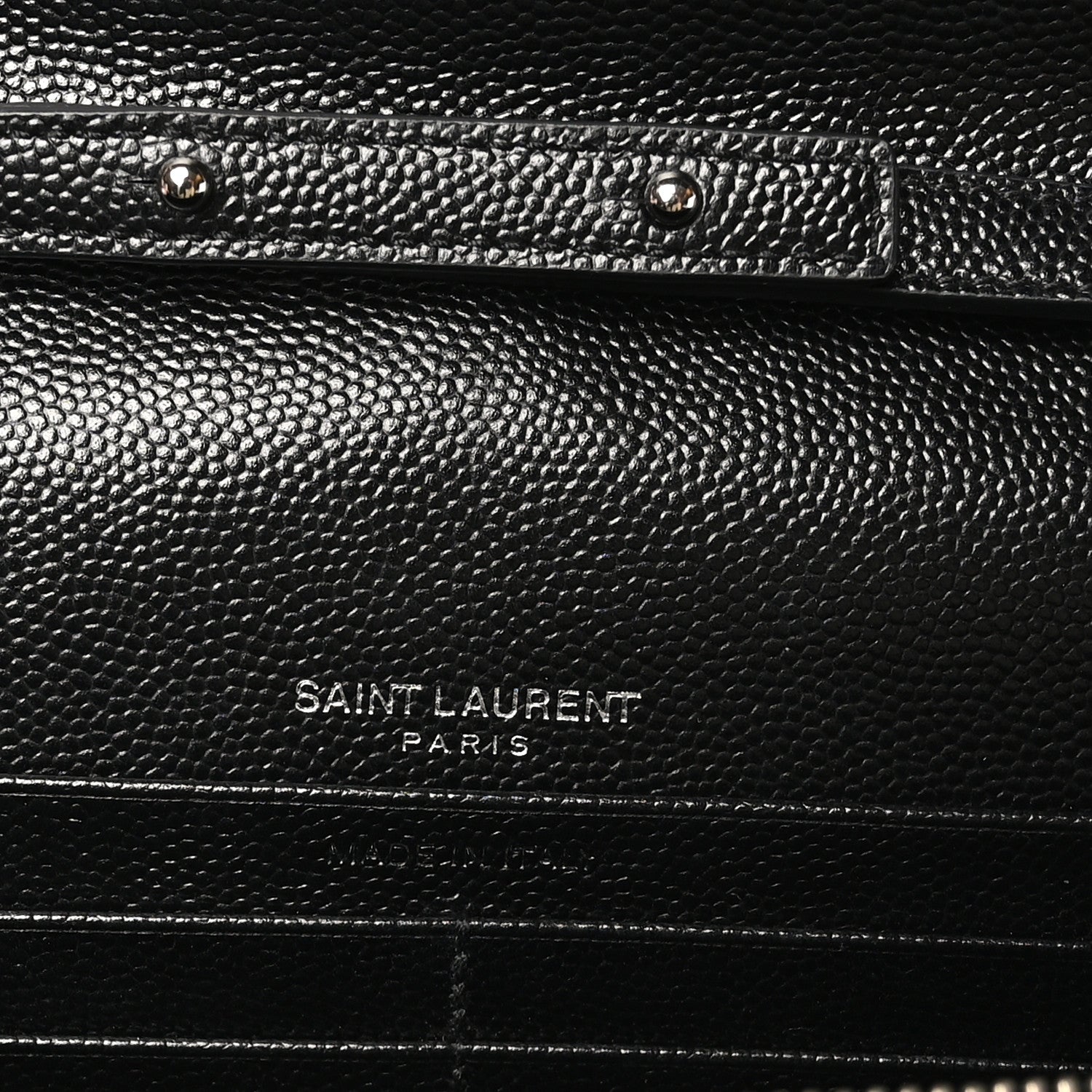 Saint Laurent Grain De Poudre Matelasse Chevron Monogram Chain Wallet Black 6 of 12
