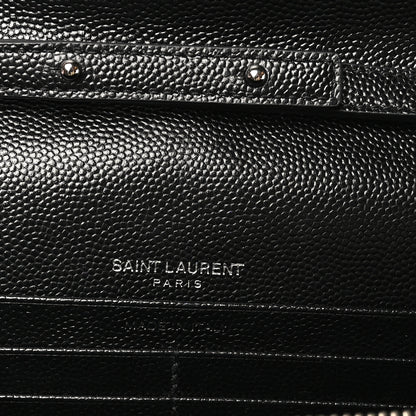 Saint Laurent Grain De Poudre Matelasse Chevron Monogram Chain Wallet Black 6 of 12