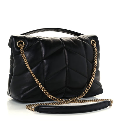 Saint Laurent Lambskin Quilted Small Loulou Puffer Monogram Chain Satchel Black 3 of 11