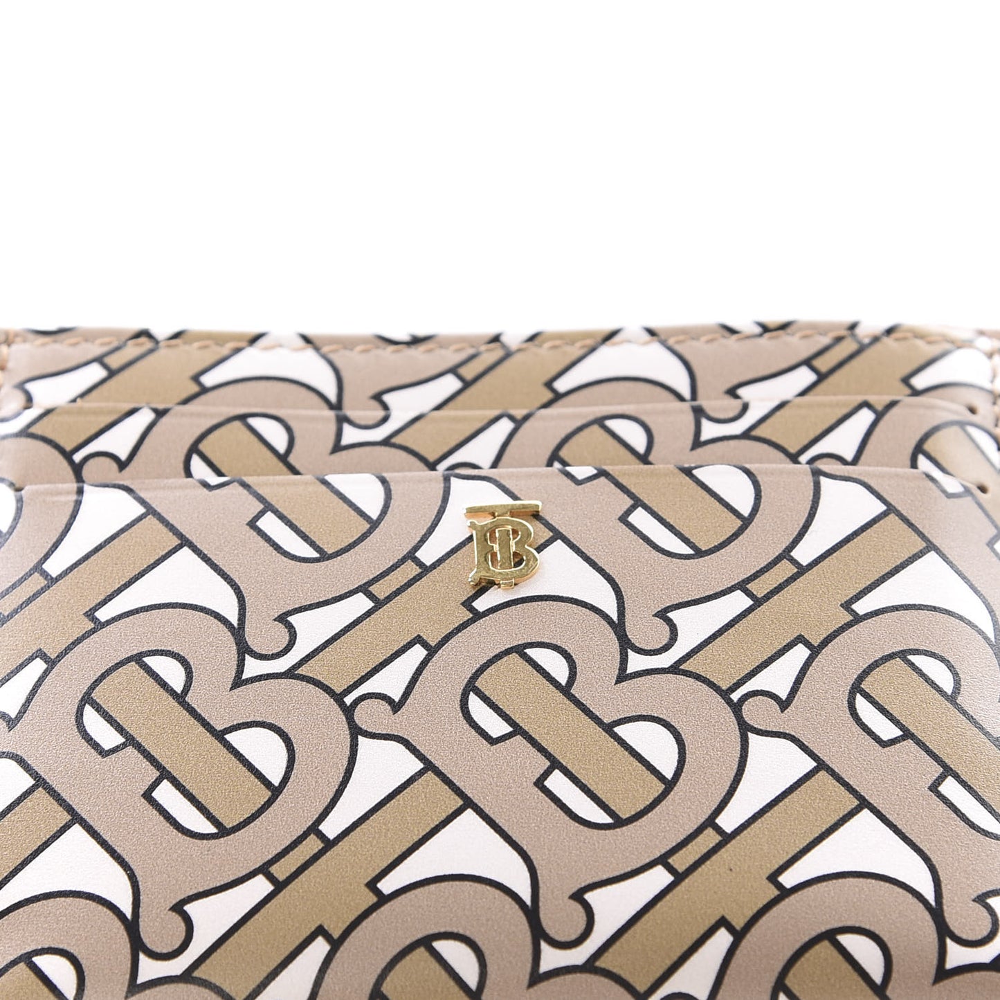 Calfskin Monogram Panola Zip Card Holder Beige