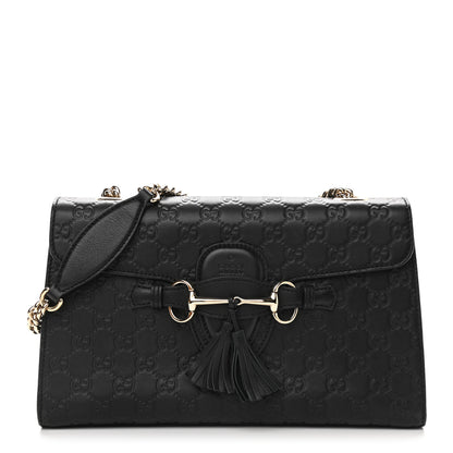 Gucci Guccissima Medium Emily Chain Shoulder Bag Black 1 of 9