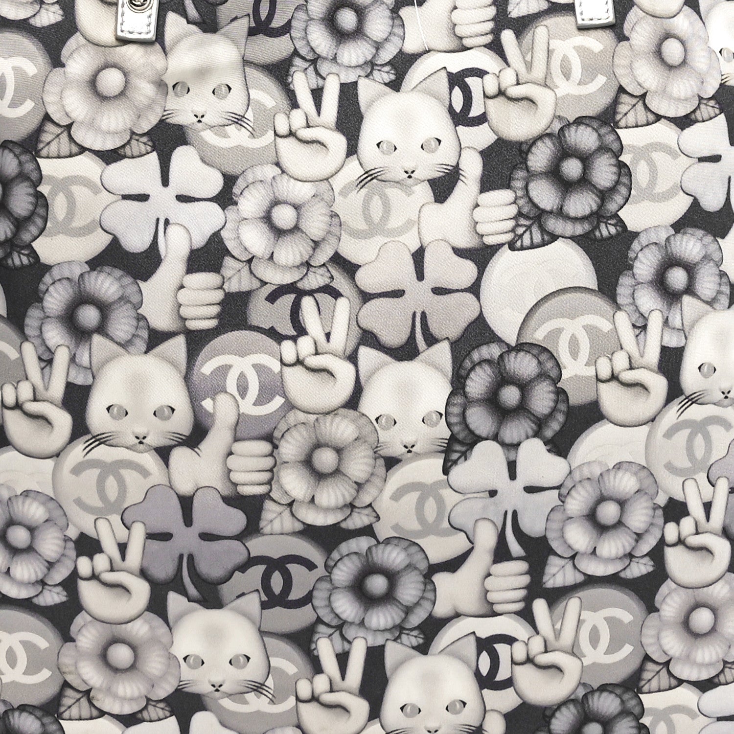 Chanel Nylon Cat Emoticon Tote Navy Silver 9 of 12