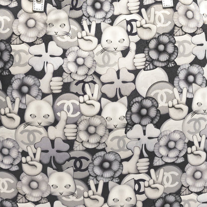 Chanel Nylon Cat Emoticon Tote Navy Silver 9 of 12