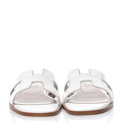 Hermes Box Calfskin Oran Sandals 38 White 2 of 8