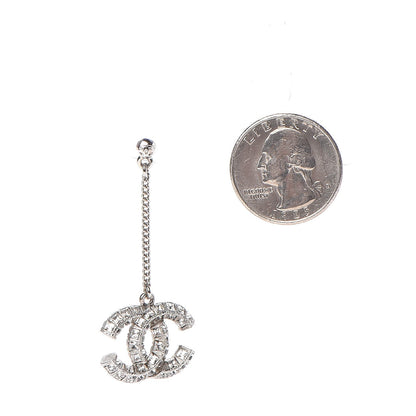 Chanel Baguette Crystal CC Dangle Earrings Silver 2 of 5