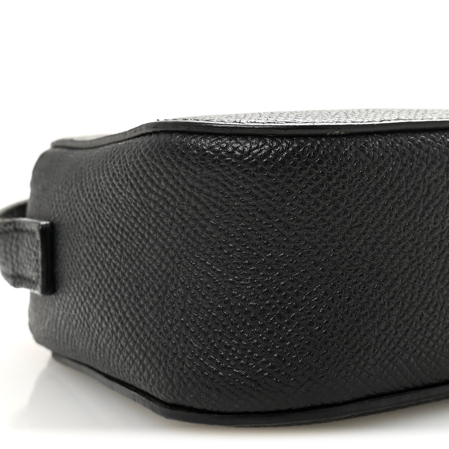 Signature Grained Calfskin Logo XS Ville Camera Bag Black White