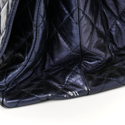 Chanel Metallic Calfskin Quilted XL Accordion Reissue Flap Navy 13 of 14