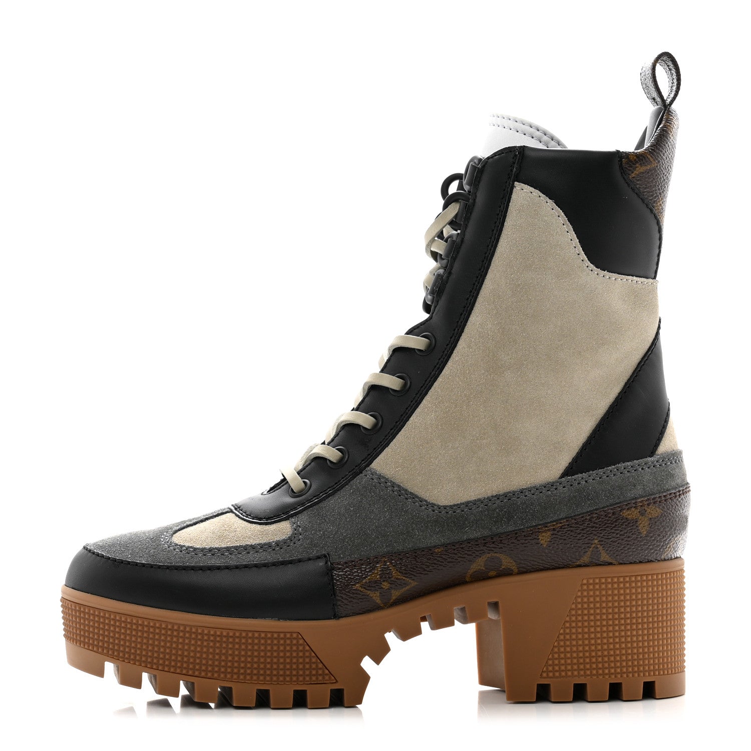 Louis Vuitton Suede Calfskin Monogram Platform Desert Boots 37 Dark Gray 1 of 8