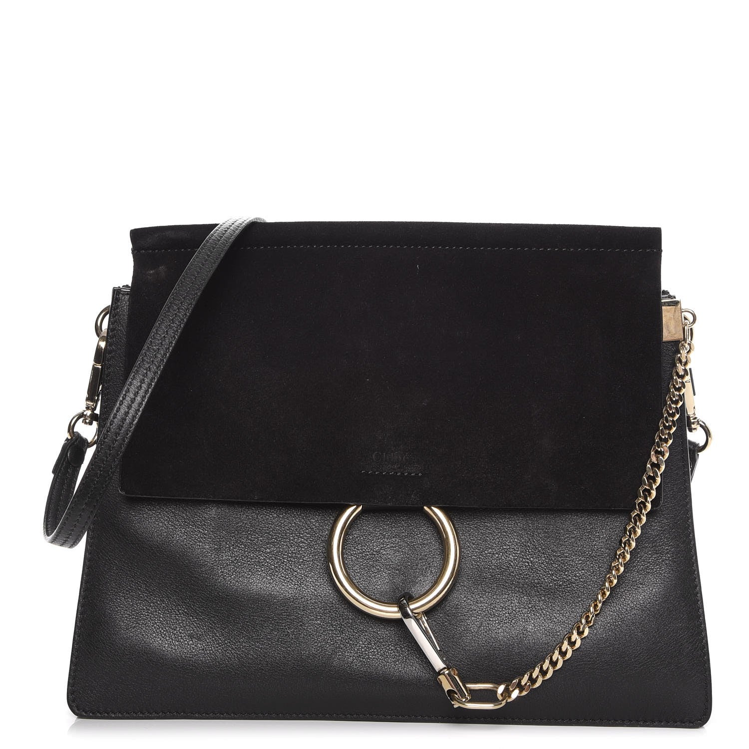 Chloe Suede Calfskin Medium Faye Shoulder Bag Black 1 of 12