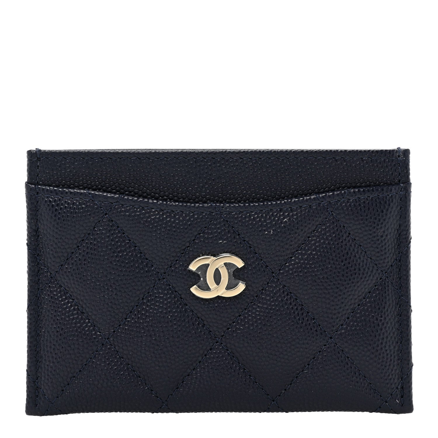 Chanel Caviar Quilted Card Holder Dark Blue 1 of 11