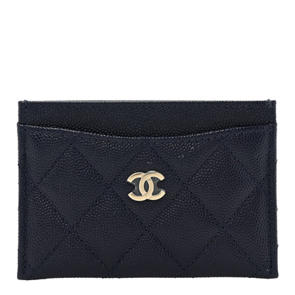 Chanel Caviar Quilted Card Holder Dark Blue 1 of 11