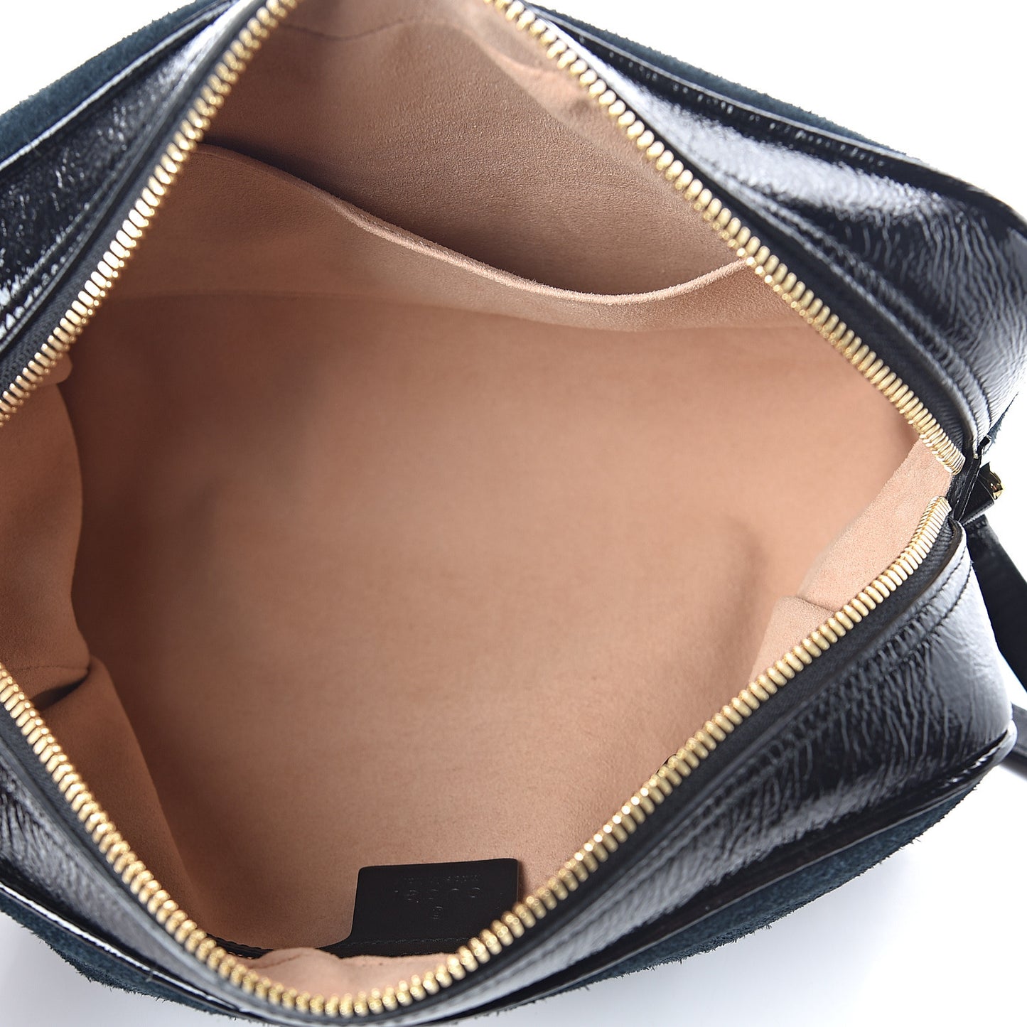 Suede Patent Web Small Ophidia Shoulder Bag Blue Black