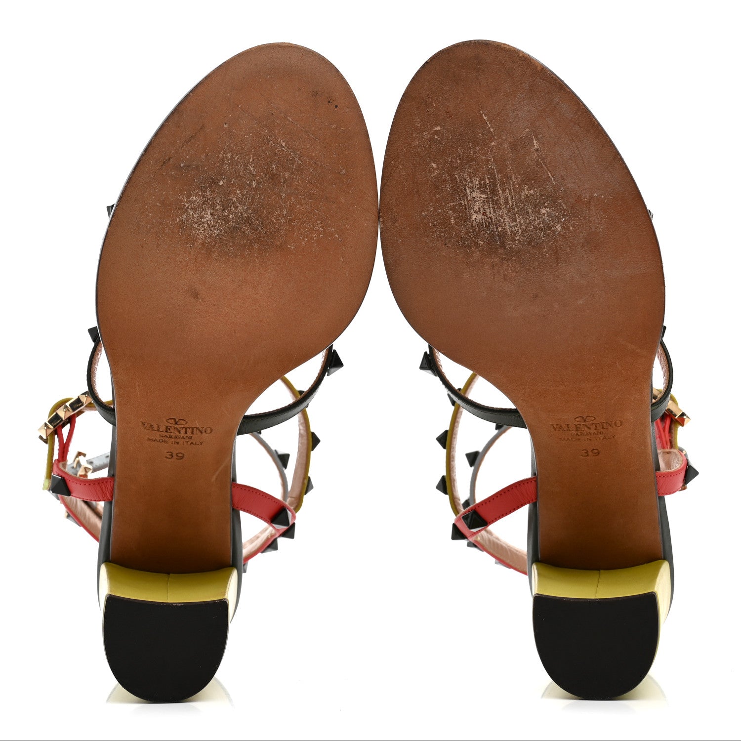 Valentino Garavani Calfskin Rockstud 90mm City Sandals 39 Coral Sky Army 6 of 10