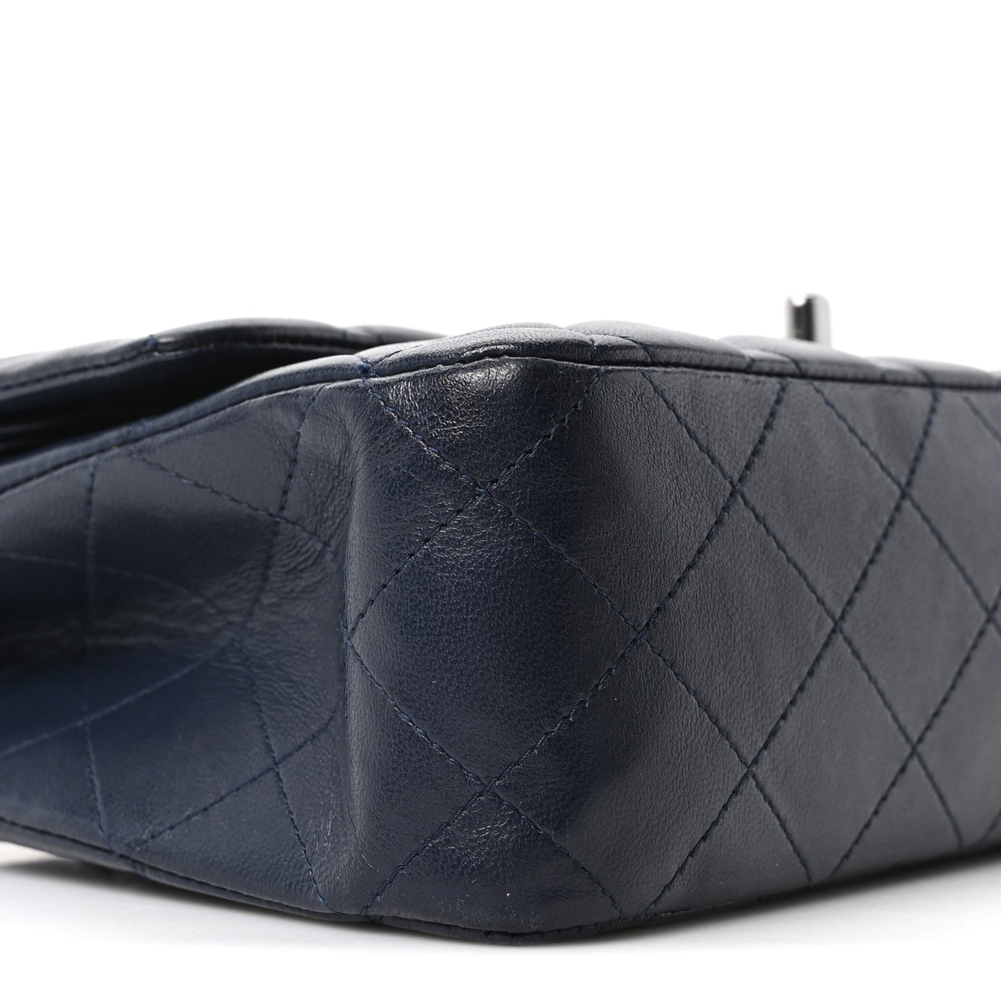 Lambskin Quilted Medium Double Flap Navy