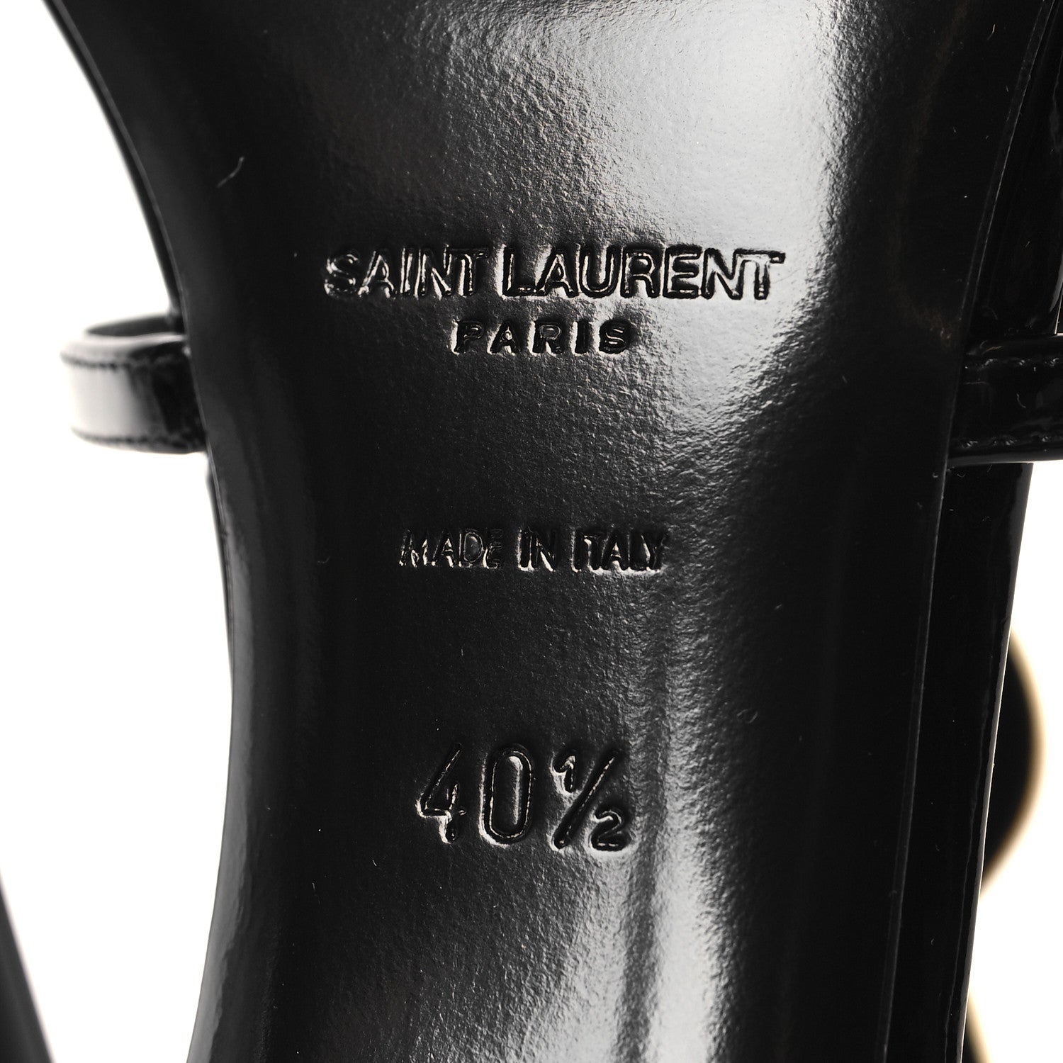 Saint Laurent Patent Cassandra 100 Ankle Strap Sandals 40.5 Black 6 of 9