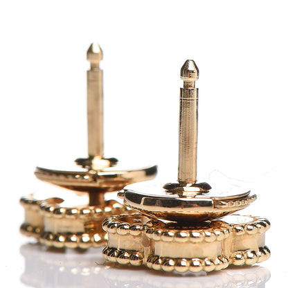 Van Cleef & Arpels 18K Yellow Gold Mother of Pearl Sweet Alhambra Earrings 3 of 5