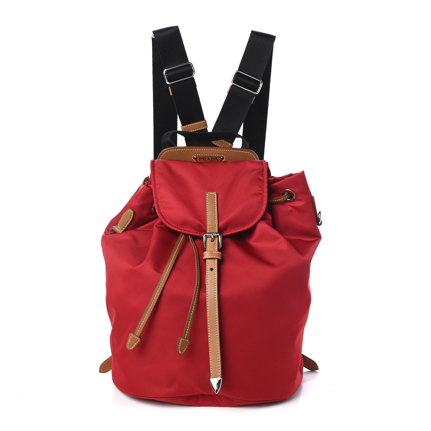 Prada Nylon Vela Saffiano Drawstring Backpack Red 1 of 4
