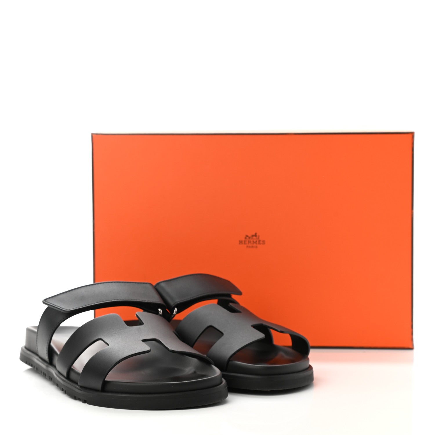 Hermes Calfskin Womens Chypre Sandals 38 Black 9 of 9