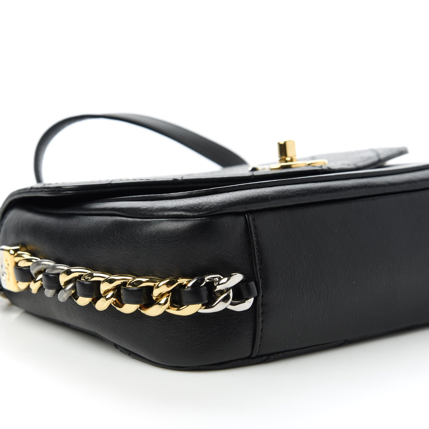 Chanel Calfskin Stitched Small Precious Union Flap Bag Black 6 of 10