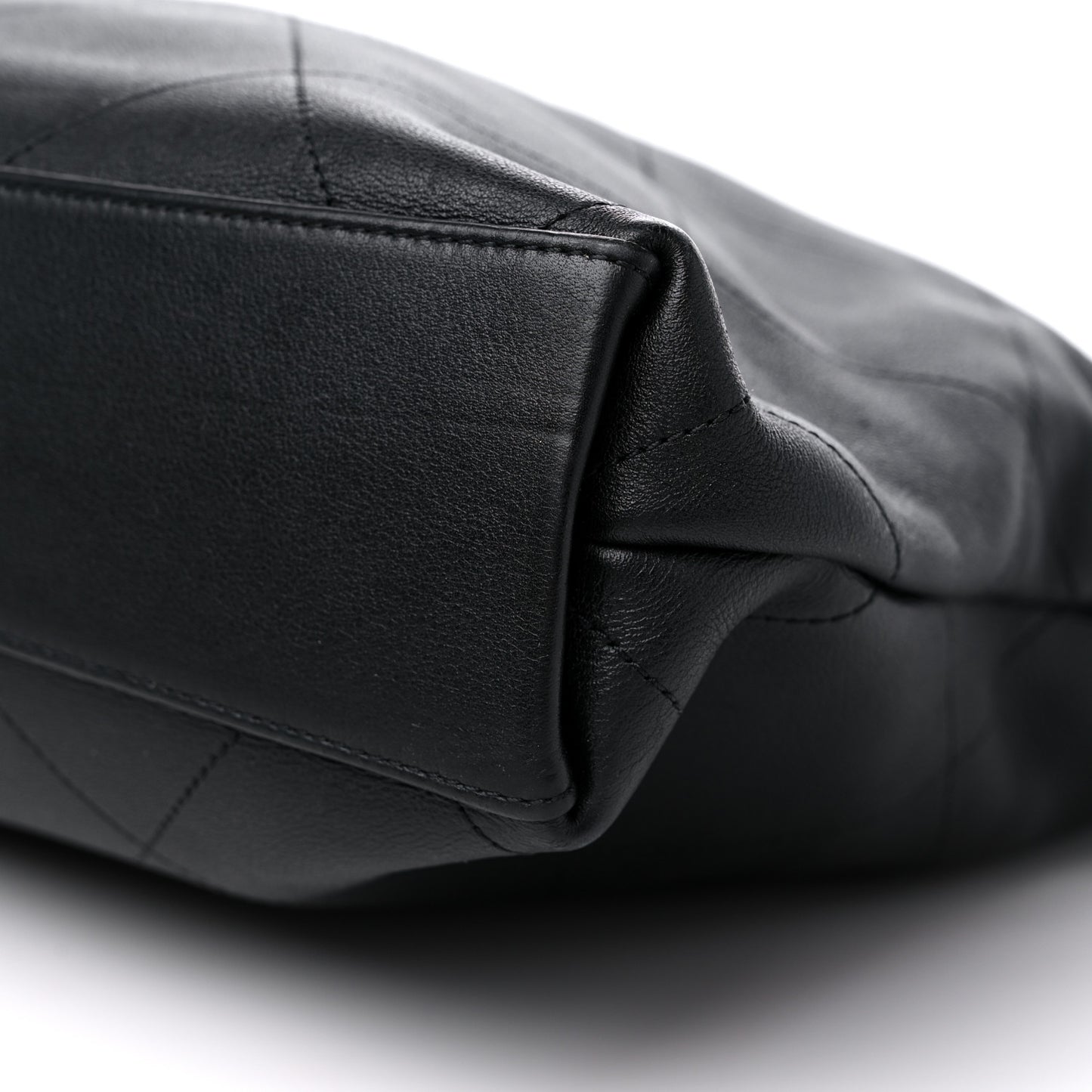 Calfskin Stitched Medium Shopping Tote Black