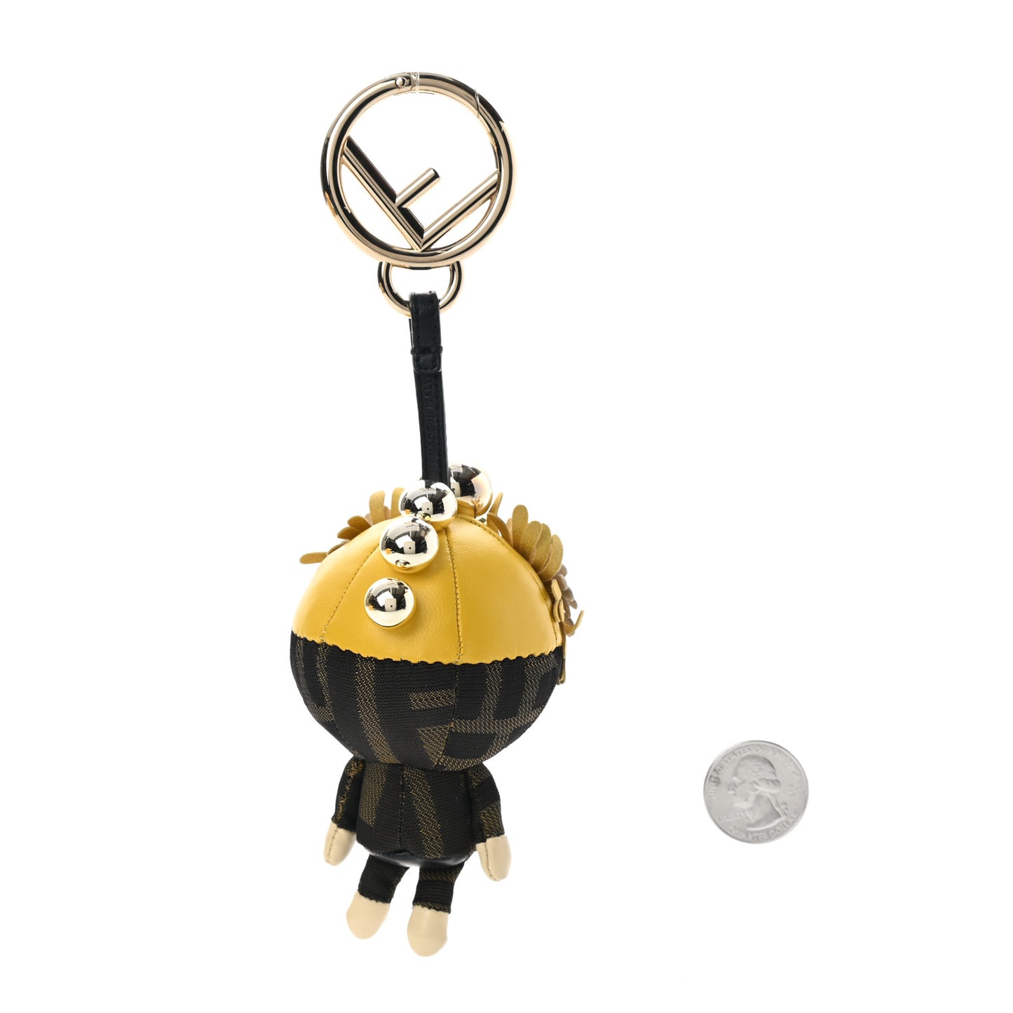 Shiny Nappa Zucca Pearl Fringe F is Fendi Space Monkey Bag Charm Sunflower Burro Tobacco