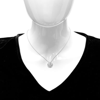 Chanel 18K White Gold Diamond Bouton de Camelia Pendant Necklace 2 of 6