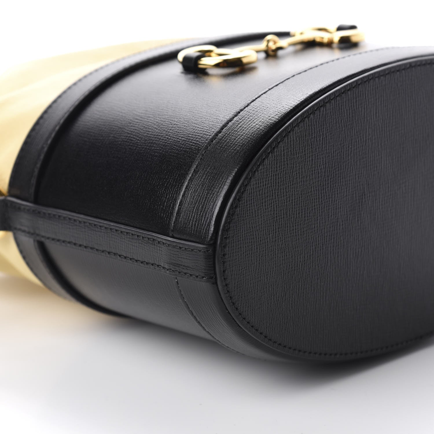 Gucci Azalea Sakai Be Green Calfskin Horsebit 1955 Drawstring Bucket Bag Black Butter 6 of 10