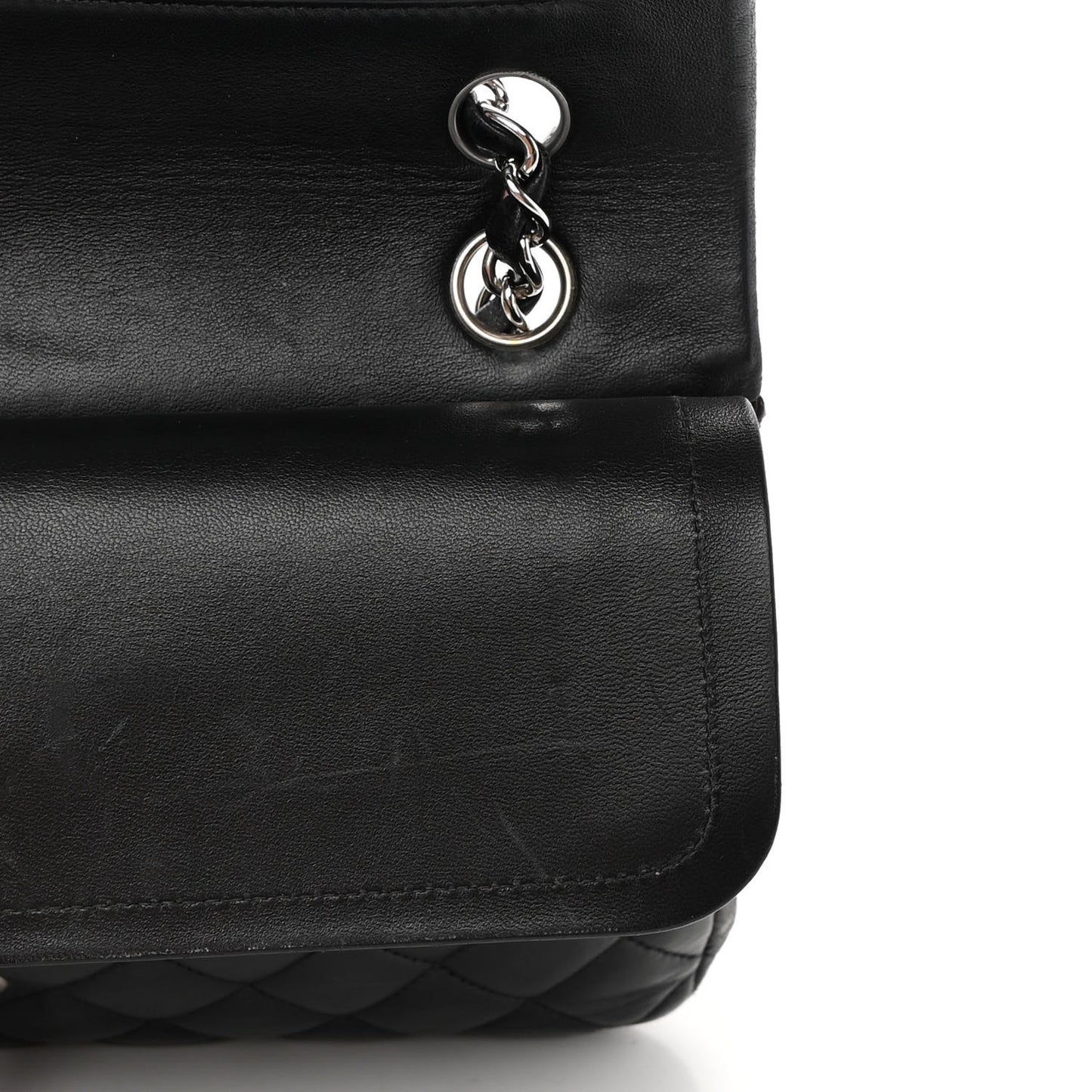 Lambskin Quilted Medium Double Flap Black