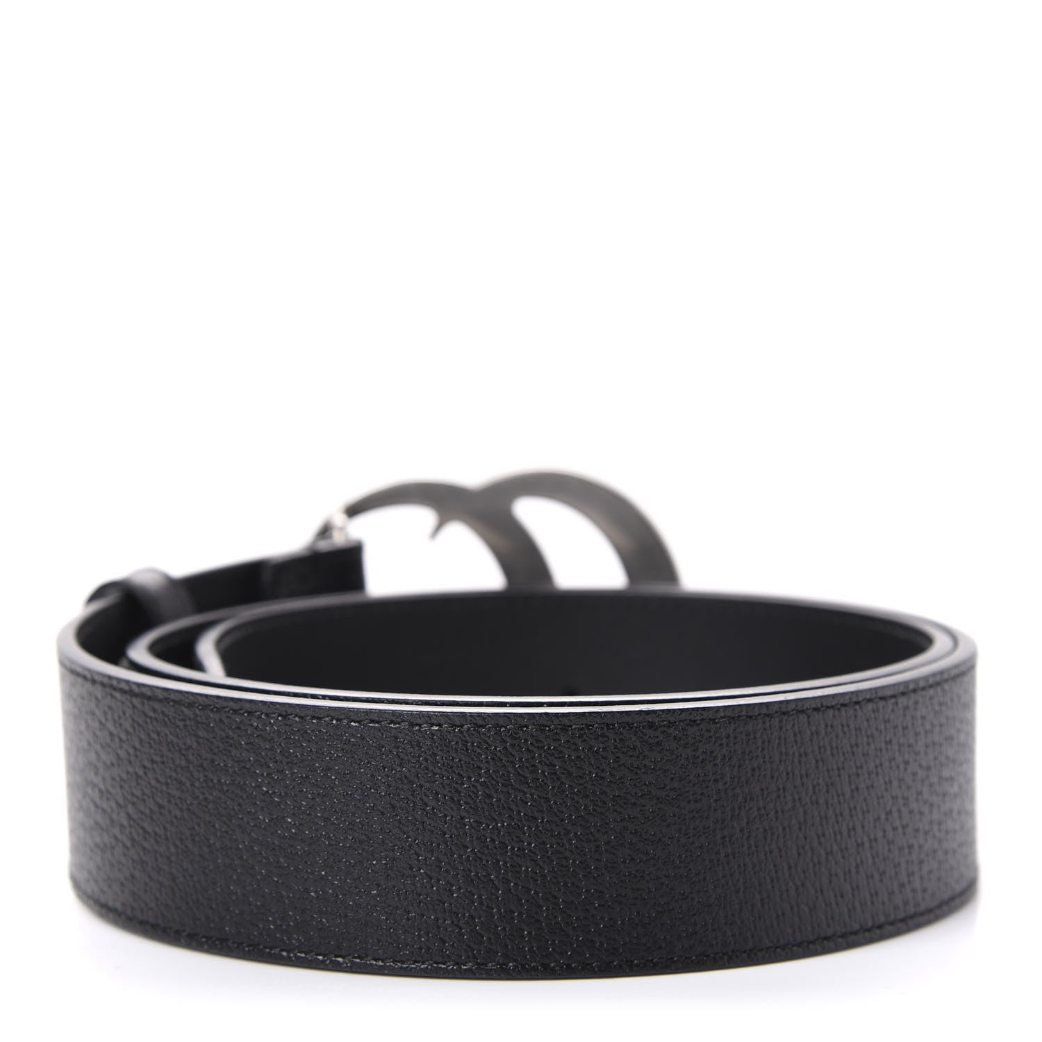 Gucci Textured Dollar Calfskin Nickel Double G 40mm Belt 85 34 Black 2 of 4