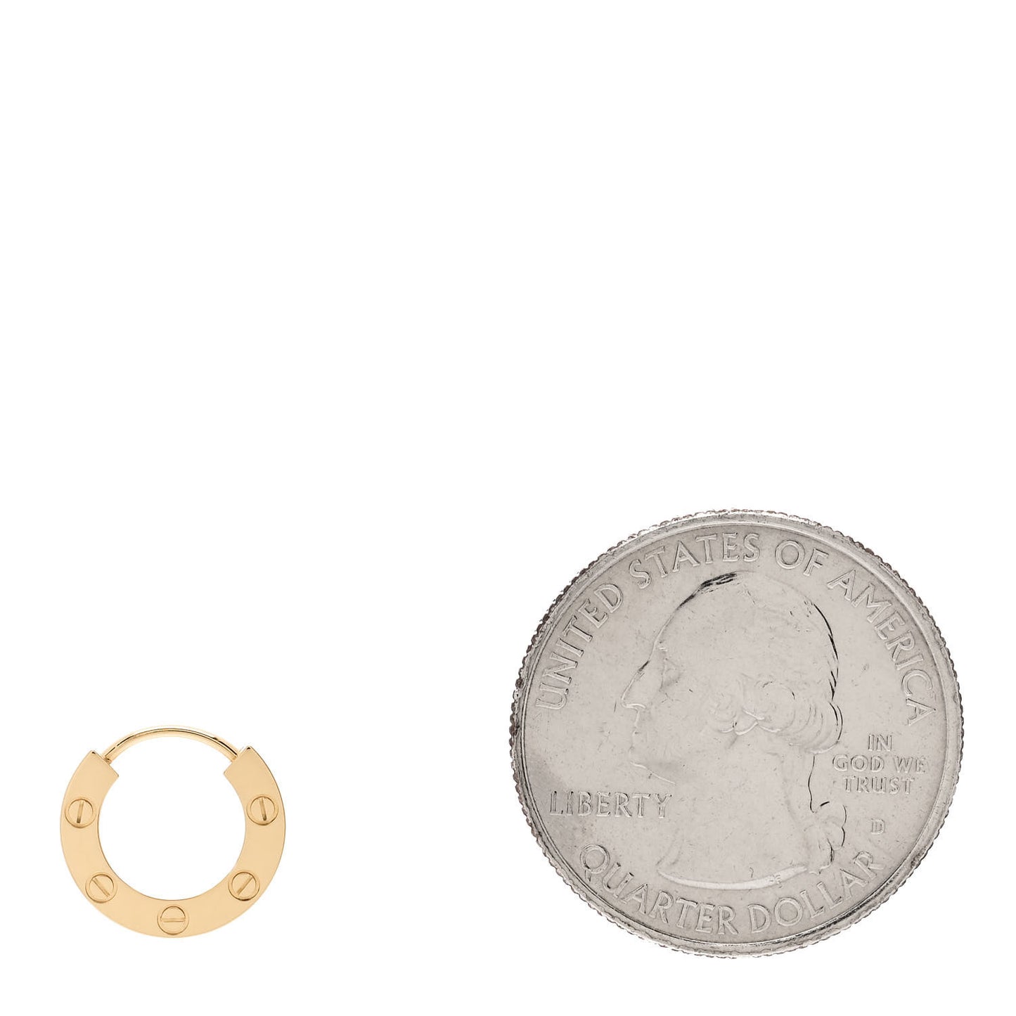 18K Yellow Gold Single LOVE Hoop Earring