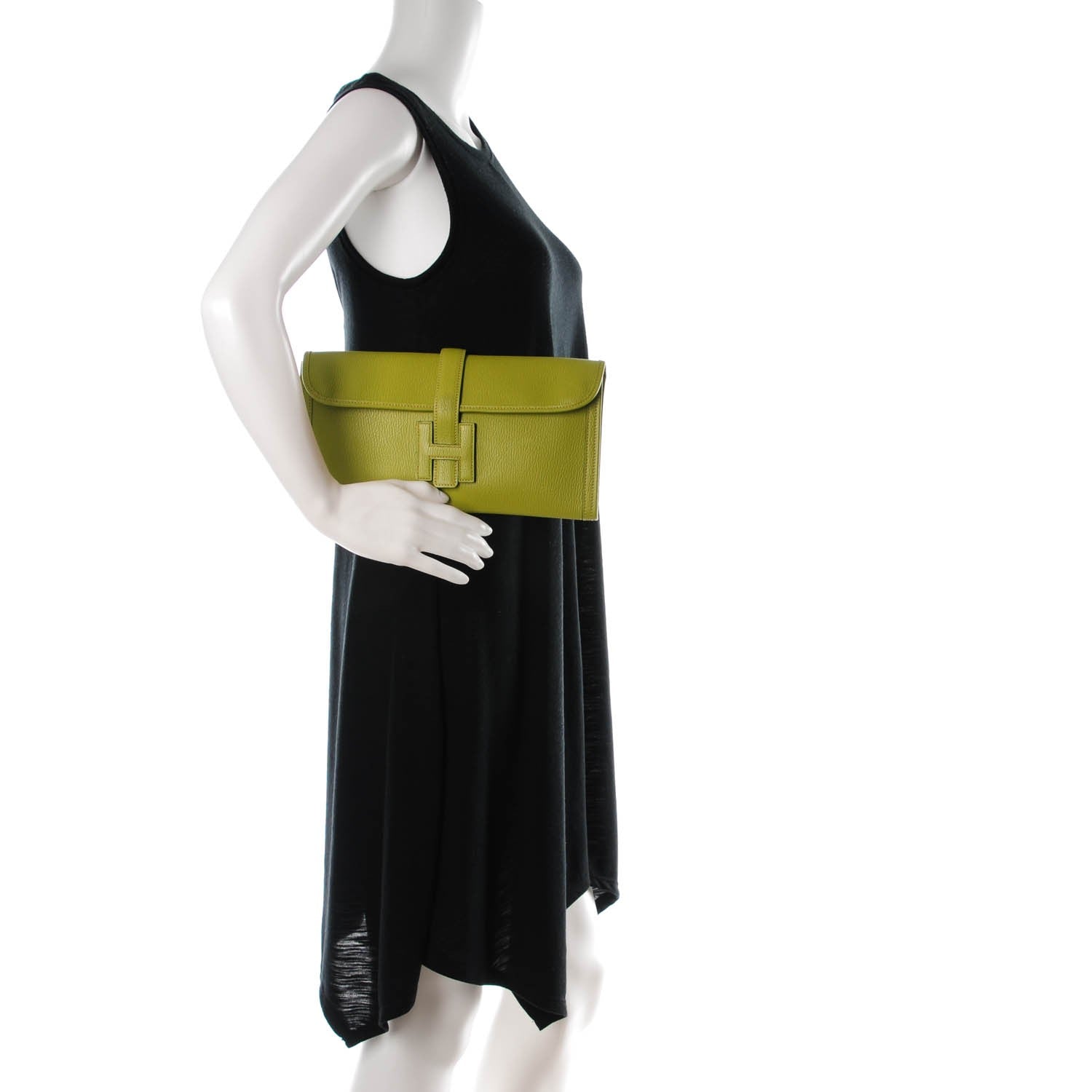 Hermes Chevre de Coromandel Jige 29 Clutch Vert Anis 2 of 8