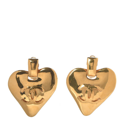Chanel CC Heart Clip On Earrings Gold 1 of 7