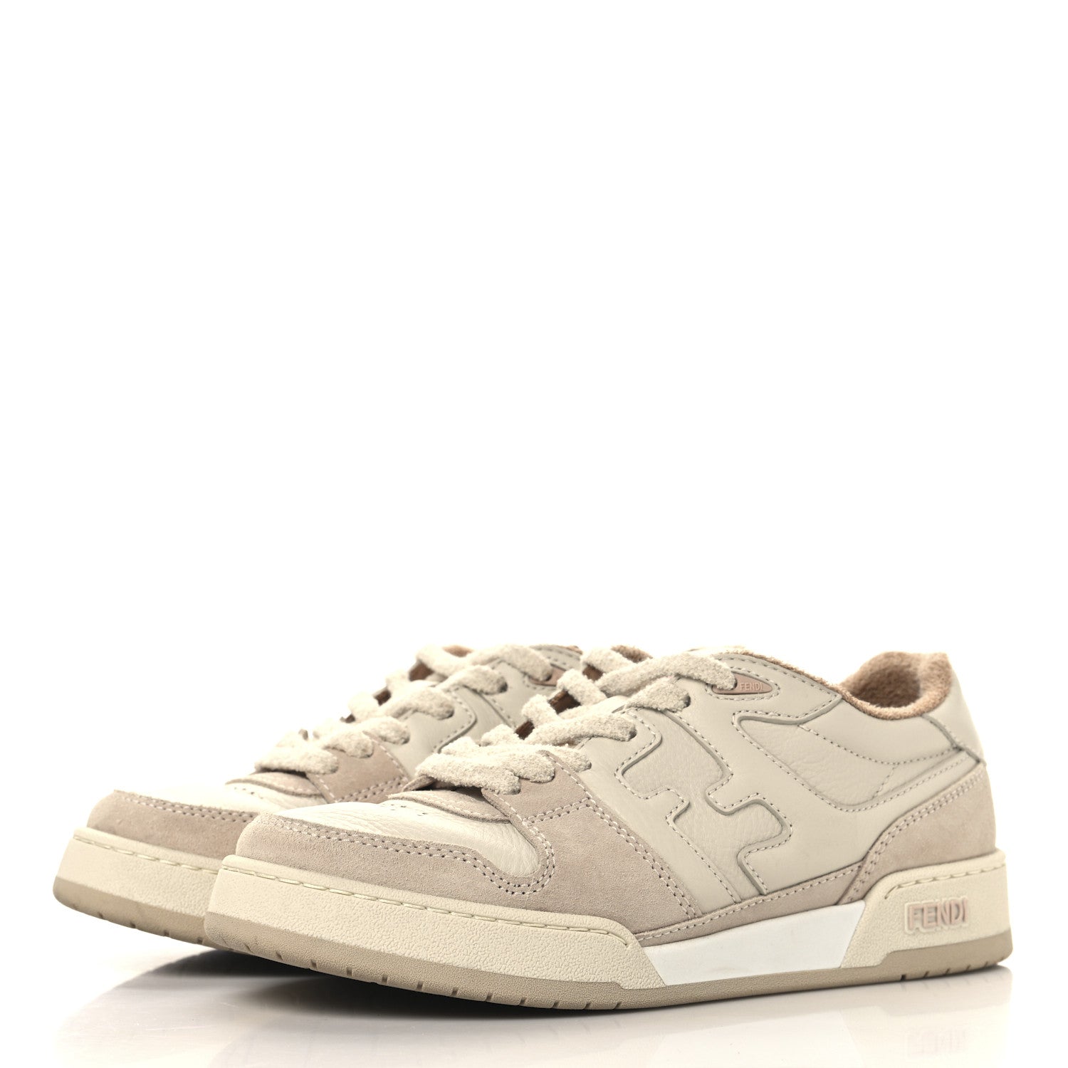 Fendi Suede Vitello Fendi Match Low Top Sneakers 37.5 Nudo White Garza Rosa 4 of 8