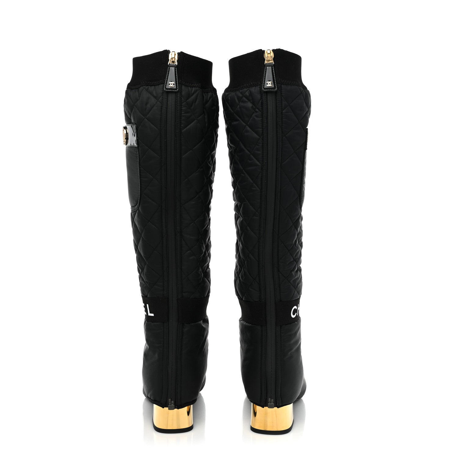Chanel Mixed Fibers Lambskin Patent Calfskin Convertible High Boots 37 Black 7 of 16