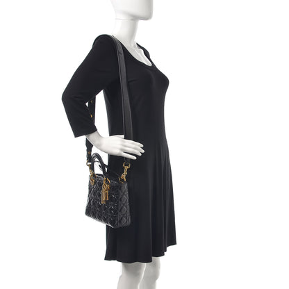 Christian Dior Crinkled Patent Cannage Small Lucky Badges My Lady Dior Black 2 of 11