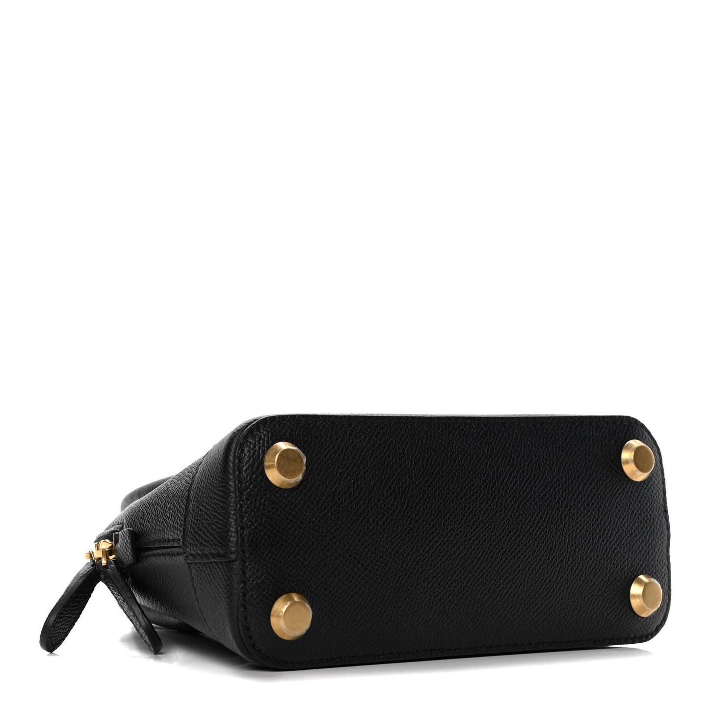 Signature Grained Calfskin XXS Ville Top Handle Bag Black White