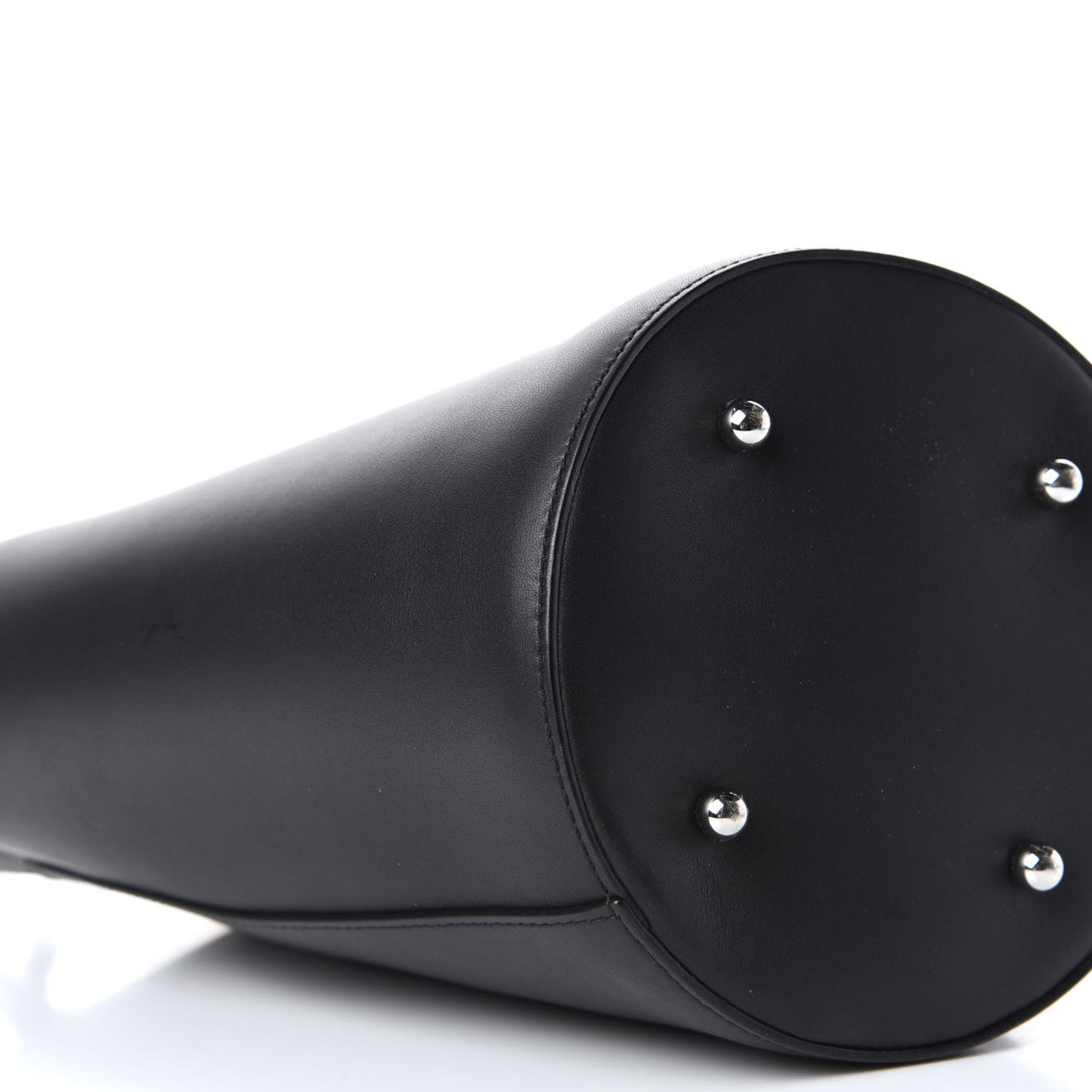 Calfskin Roxy Large Chain Bucket Black Silver Hardware