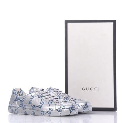 Gucci Miro Rubber Wax GucciGhost Print Mens New Ace Sneakers 10.5 Silver 11 of 11
