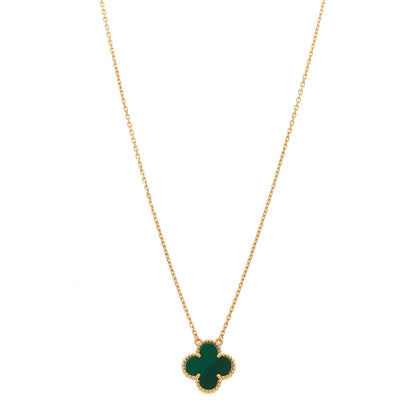 Van Cleef & Arpels 18K Yellow Gold Malachite Vintage Alhambra Pendant Necklace 1 of 6