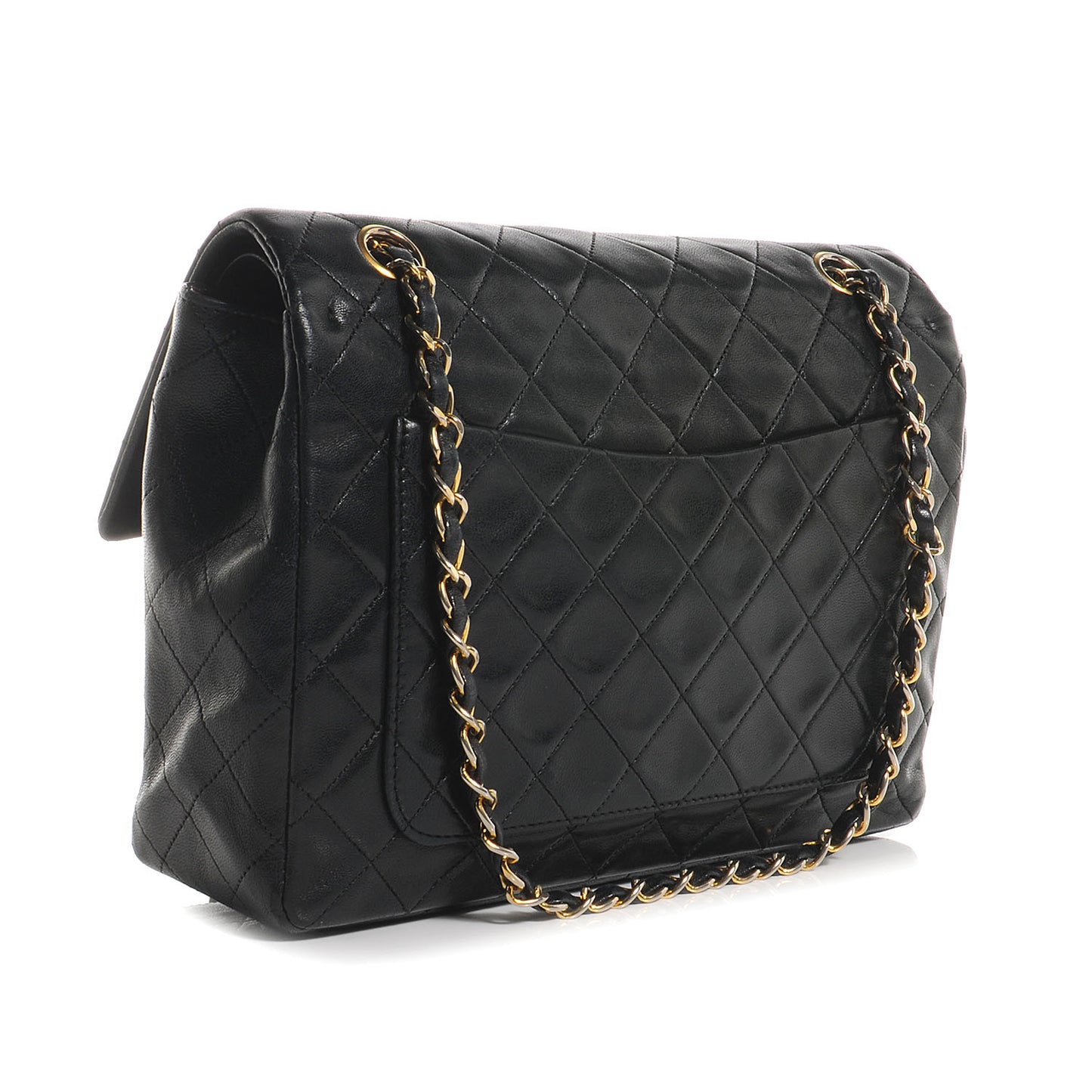 Lambskin Medium Double Flap Black