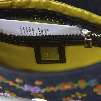 Fendi Denim Ricami Beaded Baguette Blue 8 of 9