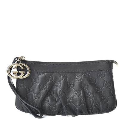 Gucci Guccissima Signature New Britt Wristlet Black 1 of 9