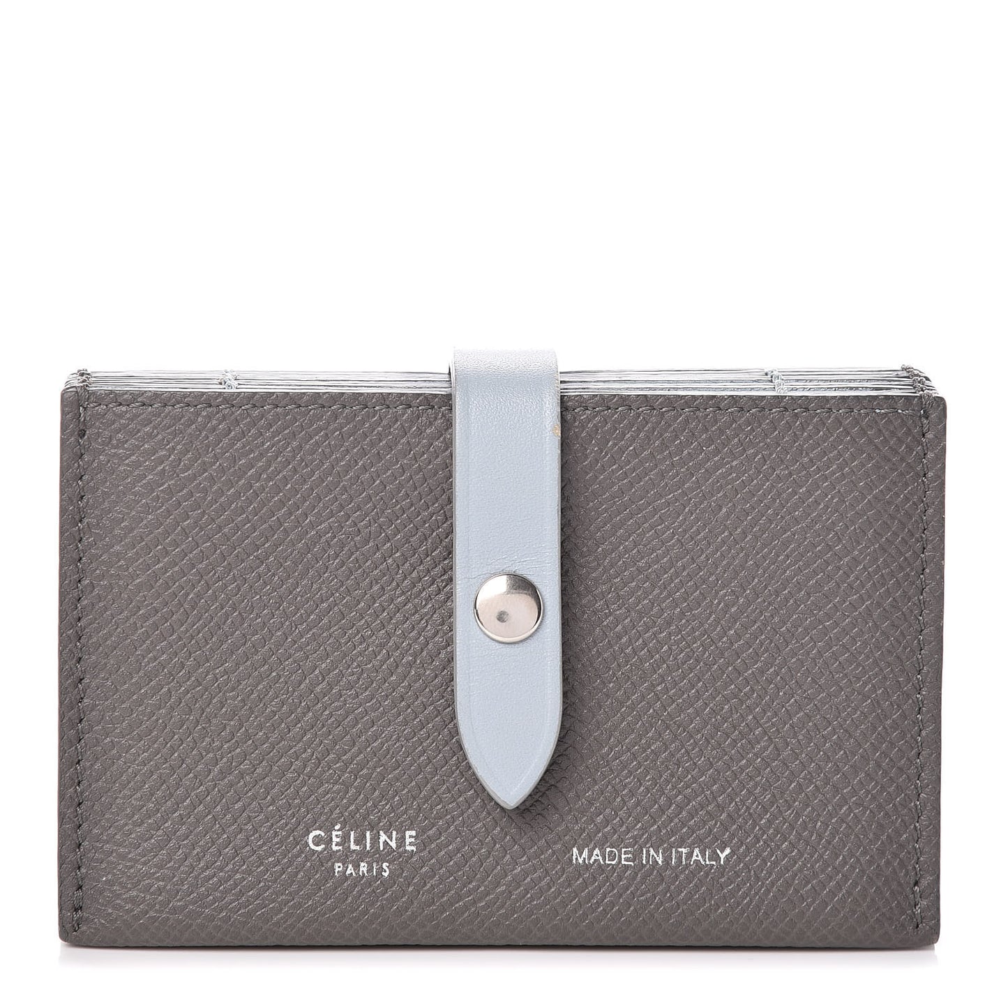 Grained Shiny Calfskin Accordion Card Holder Grey