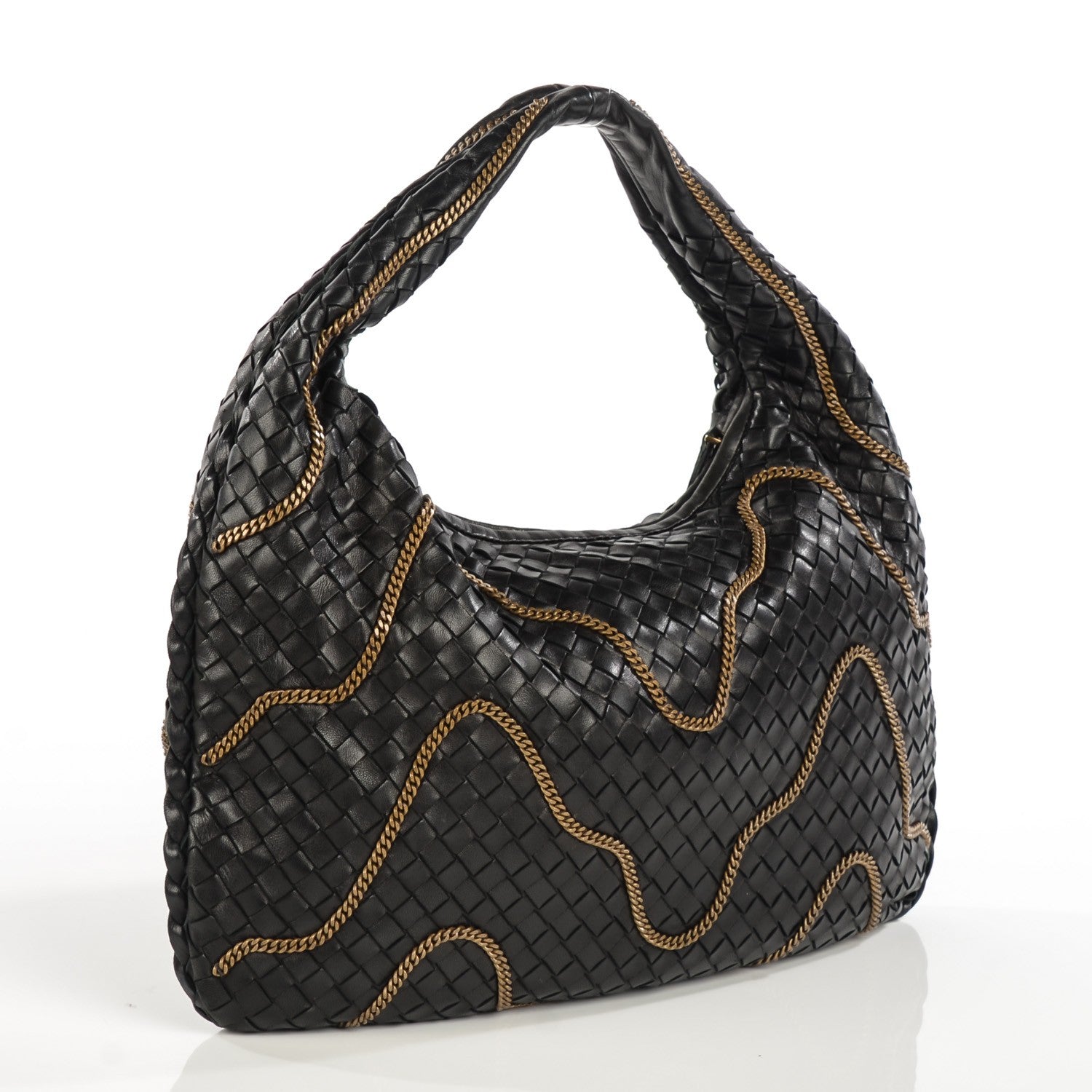 Bottega Veneta Nappa Intrecciato Medium Veneta Chain Hobo Nero Black 3 of 10