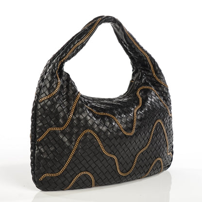 Bottega Veneta Nappa Intrecciato Medium Veneta Chain Hobo Nero Black 3 of 10